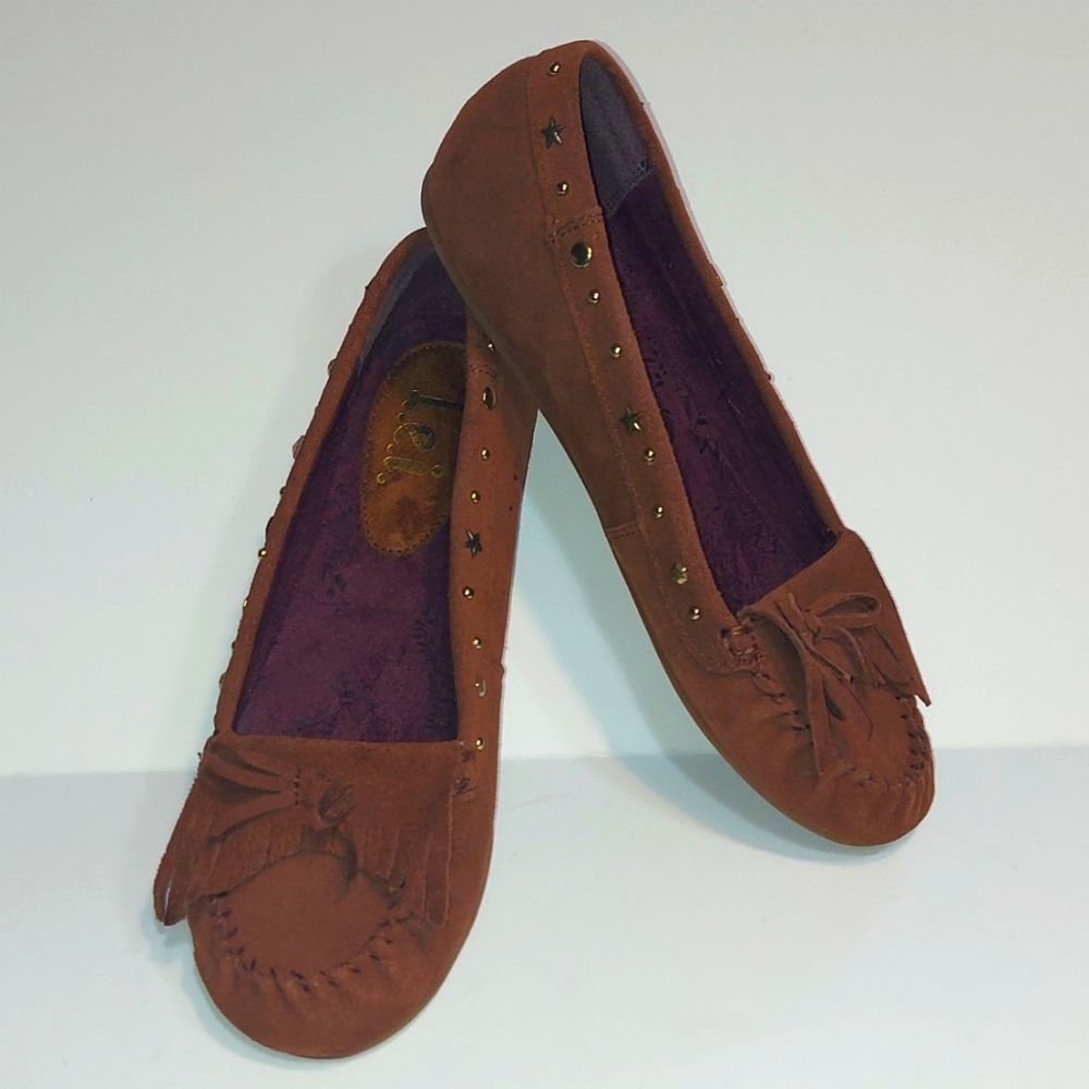 Lei Fallon Studded Suede Moccasins